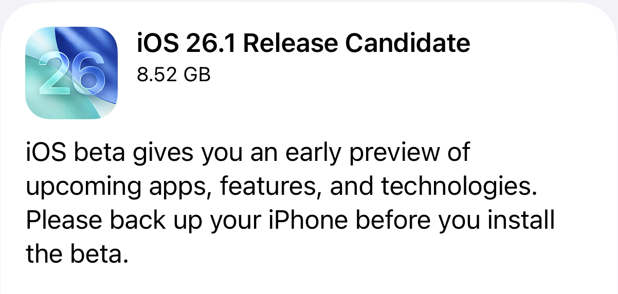 Apple Releases 26.1 RC: Here's Everything New